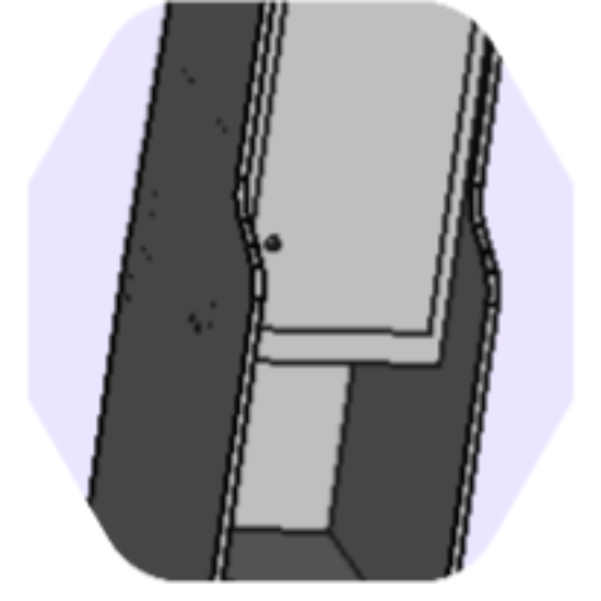 Vista CAD dell’armadio a colonna del kit OpenLoad Campee per camperizzazione Ducato, Jumper e Boxer L3H2, con struttura modulare in legno nobilitato e sistema ad incastro.